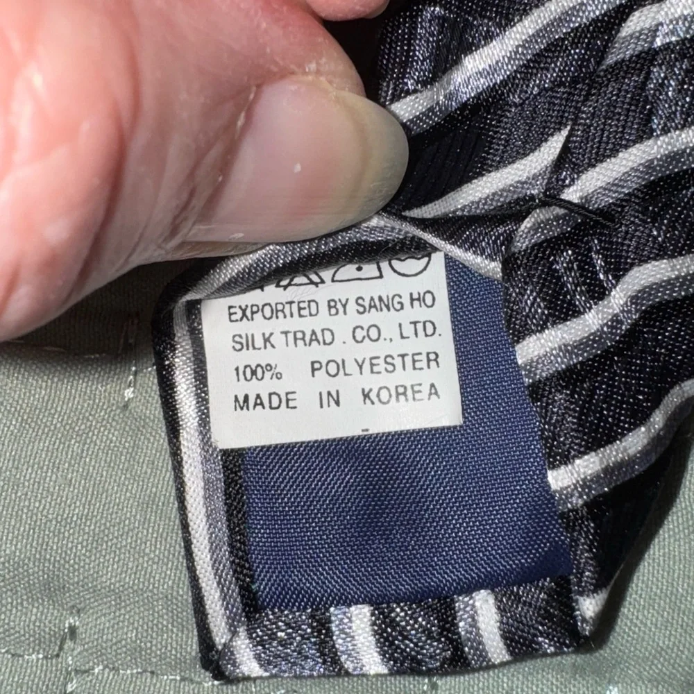 Fatello hand made Classic Black and White Striped Tie.